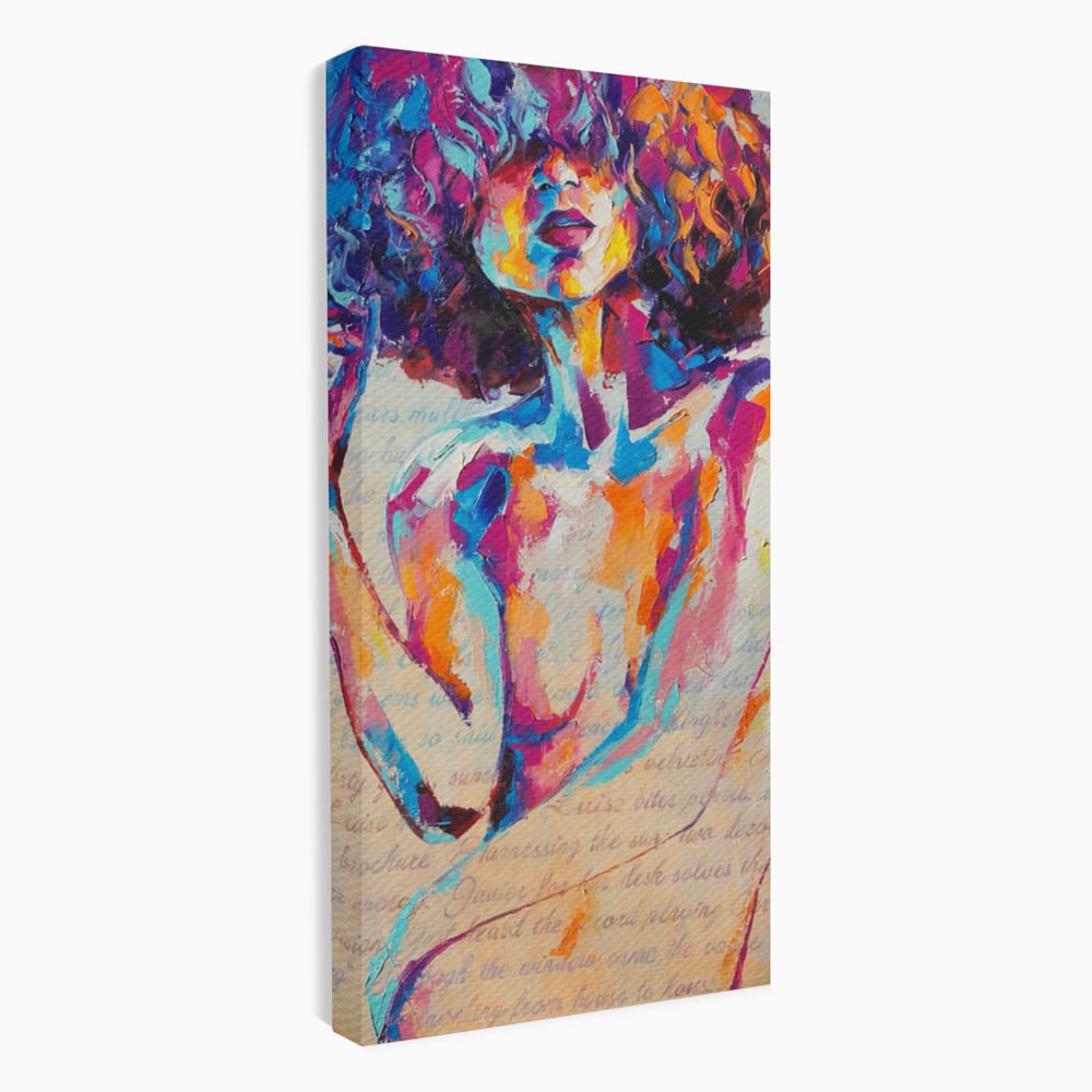 Tablou canvas cu tablou canvas cu portret abstract de femeie, fara rama, pe sasiu de lemn
